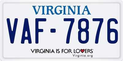 VA license plate VAF7876