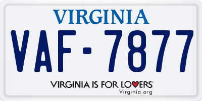 VA license plate VAF7877