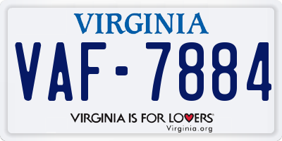 VA license plate VAF7884