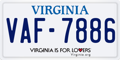 VA license plate VAF7886