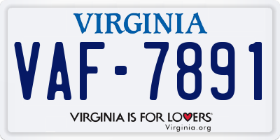 VA license plate VAF7891