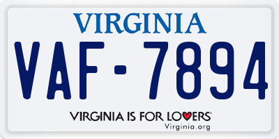 VA license plate VAF7894