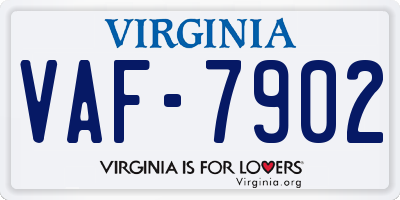 VA license plate VAF7902