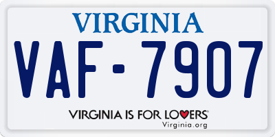 VA license plate VAF7907