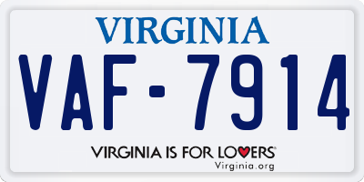 VA license plate VAF7914