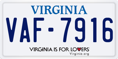 VA license plate VAF7916