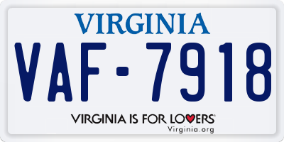 VA license plate VAF7918