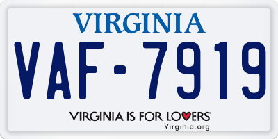 VA license plate VAF7919