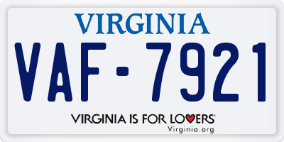 VA license plate VAF7921