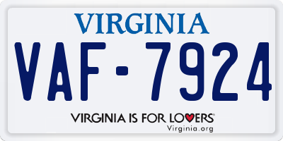 VA license plate VAF7924