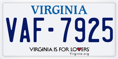 VA license plate VAF7925