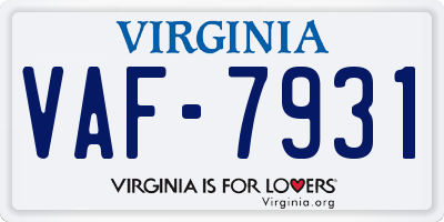 VA license plate VAF7931