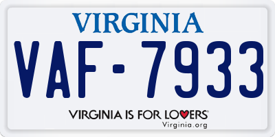 VA license plate VAF7933