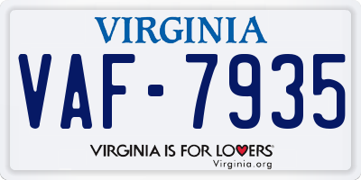 VA license plate VAF7935