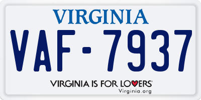 VA license plate VAF7937