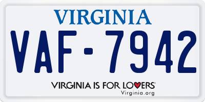 VA license plate VAF7942