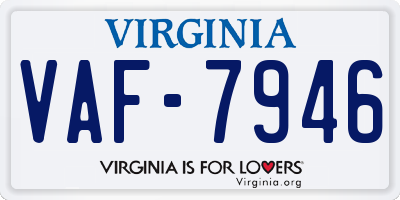 VA license plate VAF7946