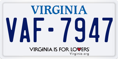VA license plate VAF7947