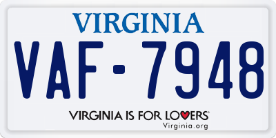 VA license plate VAF7948