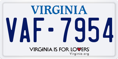 VA license plate VAF7954