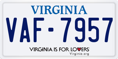 VA license plate VAF7957