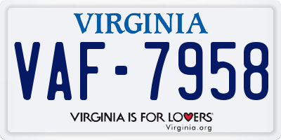 VA license plate VAF7958
