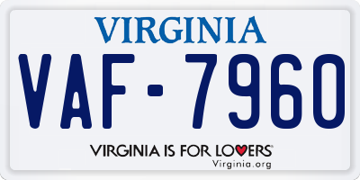 VA license plate VAF7960