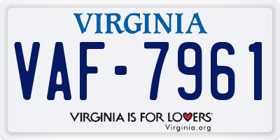 VA license plate VAF7961