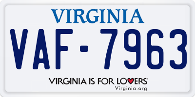 VA license plate VAF7963