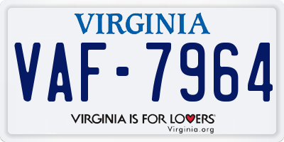 VA license plate VAF7964
