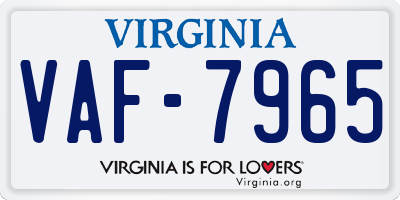 VA license plate VAF7965