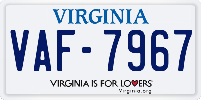 VA license plate VAF7967
