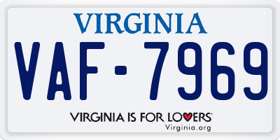 VA license plate VAF7969
