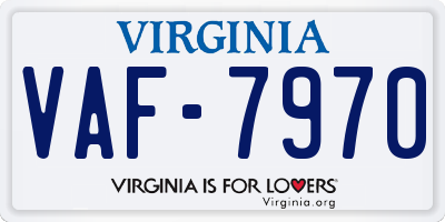 VA license plate VAF7970