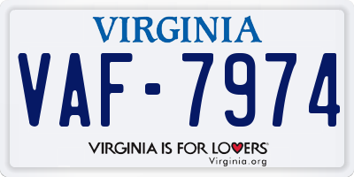 VA license plate VAF7974