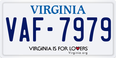 VA license plate VAF7979
