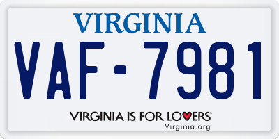 VA license plate VAF7981