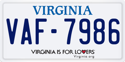 VA license plate VAF7986