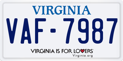 VA license plate VAF7987