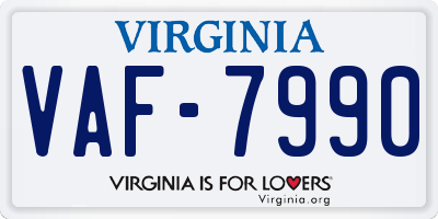 VA license plate VAF7990