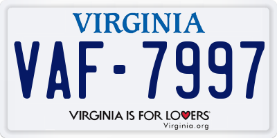 VA license plate VAF7997