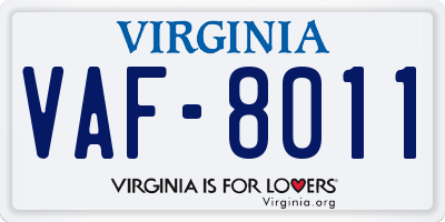 VA license plate VAF8011