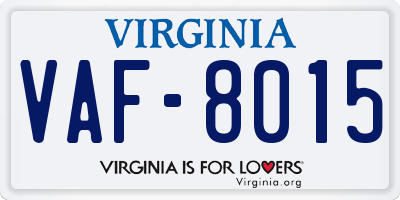 VA license plate VAF8015