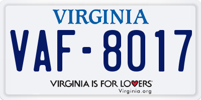 VA license plate VAF8017