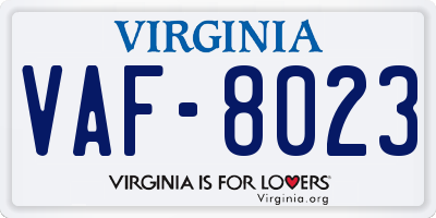 VA license plate VAF8023
