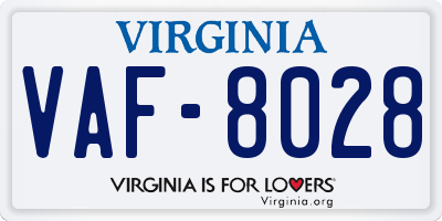 VA license plate VAF8028