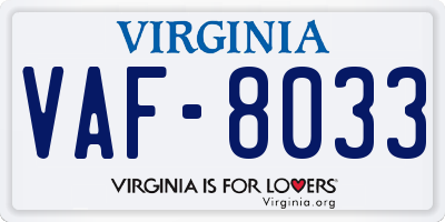 VA license plate VAF8033