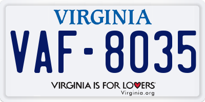 VA license plate VAF8035