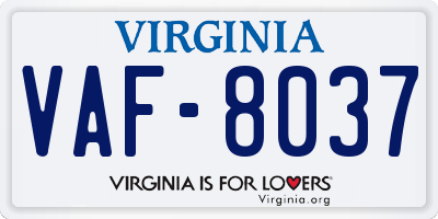 VA license plate VAF8037