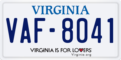 VA license plate VAF8041